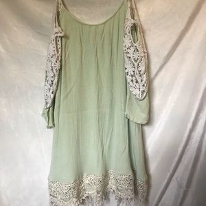 Mint green cold-shoulder dress
